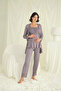 Lace Front Buttoned Maternity 3-Piece Pajama Set - Klbn29238