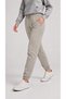Women's Stone-Colored 3-Thread Ribbed Elastic Leg Sweatpants - 4