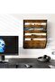 Wall File Organizer for Office, 5-Tier Rustic Hanging File holder Wall Srorage Rack for Literatu - 5