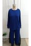 Women's long sleeve crew neck viscose two-piece set with lace detail: blouse and pants - 4
