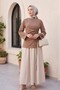 Asymmetrical Cut Lace Detailed Combed Cotton Sweatshirt - Light Brown - 6