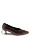 Women's Shiny Brown Wrinkled Textured Pointed Toe Short Heel Comfortable Daily Stiletto - 2