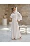 Luxury White Lace Embroidered Abaya Set with Inner & Scarf - 3