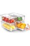 4 Pack Stackable Refrigerator Organizers by Intabi, Pull-Out Fridge Storage Containers with Lid, Organizer