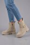 Women's Beige Suede Buckle Zippered Comfortable Sole Stylish Design Daily Boots - 6