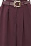 Buckle Belted, Folded Waist, Wide Leg Modal Crepe Trousers - Plum - 4