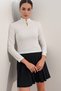 Women's Long Sleeve Stand Collar Blouse 40043 - White - 3