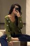 Haki Gülseli Women's Speckled Patterned Polka Dot Knitwear Jacket
