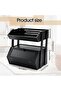 3-Tier Bamboo Bread Box with Fruit Basket for Kitchen Countertop, Black - 2