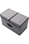 Zerodis Fabric Storage Cube Grey Fabric Storage Box with Dual Lid and T - 2