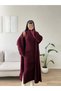 Women's Burgundy Turtleneck Ribbed Dress Cardigan Set - 4