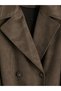 Özmarka New Season Khaki Double-Breasted Collar Women's Cashmere Trench Coat - 3