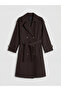 Brown Double-Breasted Collared Belted Women's Trench Coat - 7