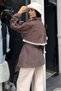 Coffee Lace Detailed Striped Trench Coat - 4