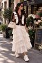 Bearded Brode Ruffle Detailed Pearl Buttoned Women's Cardigan - 6