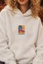 Women's Oversize Hoodie Seventies Party Printed White - Hooded, Kangaroo Pocket, 3 Thread Fleece - 2