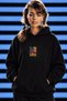 Women's Oversize Hoodie Seventies Party Printed Black - Hooded, Kangaroo Pocket, 3 Thread Fleece - 4