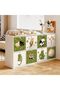 Surwin Foldable Storage Box with Green Flowers and Kittens, Oxford Fabric Storage Cube, Large Storag - 3