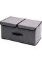 Zerodis Fabric Storage Cube Grey Fabric Storage Box with Dual Lid and T - 3