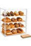 4 Tier Pastry Display Case, Large Bread Box with 50 Sheets Baking Paper, Clear Bread Storage Contain