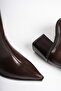 Women's Brown Boots with Pointed Toe and Zipper, Elastic - 3