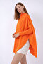 Women's 2-Piece Slit Poncho Sweater Fuchsia - Orange - 4