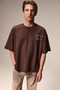 Elan men's printed and embroidered brown t-shirt - 3