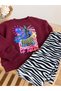 New Season Zebra Patterned Girls' Tights Top and Bottom Set - 3