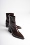 Women's Brown Boots with Pointed Toe and Zipper, Furry Inner Lining - 4