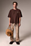 Elan men's printed and embroidered brown t-shirt - 2