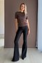 Crew Neck Hair Braided Glittery Soft Textured Blouse - 3