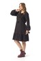 Long Sleeve Beren Floral Pattern Winter Midi Length Flannel Dress Shawl Black Salsyyh - 4