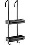 Shower Door Caddy Organizer Rack with Hooks and Storage Basket Rust Proof Hanging Bathroom Shelves D