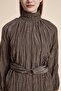 Plain Blouse with High Neck and Long Sleeves - 5