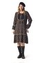 Long Sleeve Beren Floral Pattern Winter Midi Length Flannel Dress Violet Black Mnkssyh