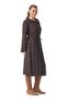 Long Sleeve Sibel Flannel Shawl Patterned Waist Gathered Winter Midi Length Dress with Pockets Brown Khv - 3