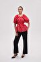 Women's Cropped Patterned Half-Sleeve Blouse - 3
