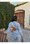 Blue Tiger Back Embroidered Denim Jacket - 2