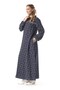 Long Sleeve Nudem Buttoned Classic Collar Violet Pattern Flannel Winter Long Dress Navy Blue Lcvt - 3