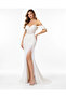 Off-The-Shoulder Corseted Long Evening Dress with Feather Detail and Slit - 2