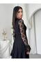 Women's Lace Detailed Spanish Sleeve Lined Midi Dress - 4
