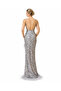 Silver Straps Sequined Feather Detailed Slit Long Evening Dress - 3