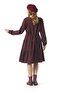 Long Sleeve Rose Patterned Shawl Winter Waist-Tie Flannel Midi Dress Burgundy Brd - 2