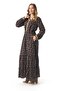 Vera Buttoned Violet Patterned Flannel Double Pocket Belted Long Sleeve Winter Long Dress Black Syh - 4