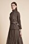 Plain Blouse with High Neck and Long Sleeves - 4