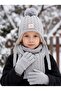 Kitti 4-8 Years Old Girls' Lined Scarf, Beanie, Gloves 3-Piece Set