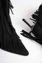 Women's Black Suede Tasseled Boots with Pointed Toe - 6