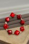 Red Marble Patterned Acrylic Flexible Bracelet with Gold Detail and Prism Cut - 3