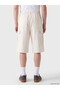 Xside Ecru Elastic Waist Men's Cargo Shorts - 4
