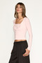 Nerano Women's Lace Front Buttoned Long Sleeve Pink Blouse - 2